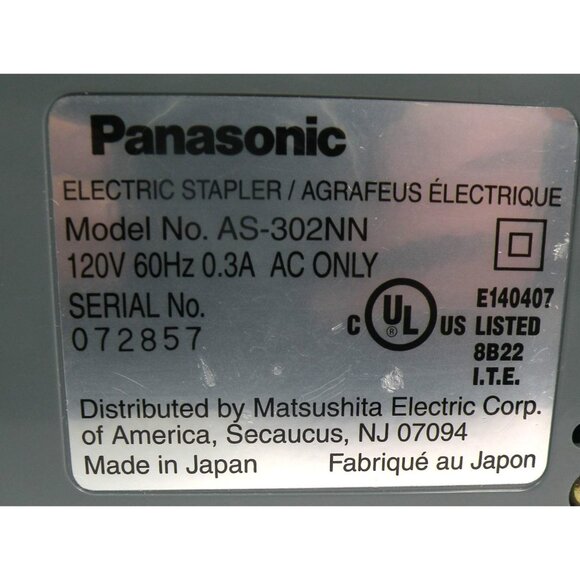 Panasonic AS-302NN Electric Stapler Beige & Gray 120V Made In Japan TESTED FUNCT - Picture 4 of 7